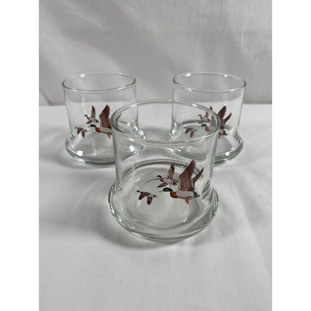 Lot of 3 Vintage 1981 Avon Chesapeake Mallard Duck Whiskey Bar Glass
